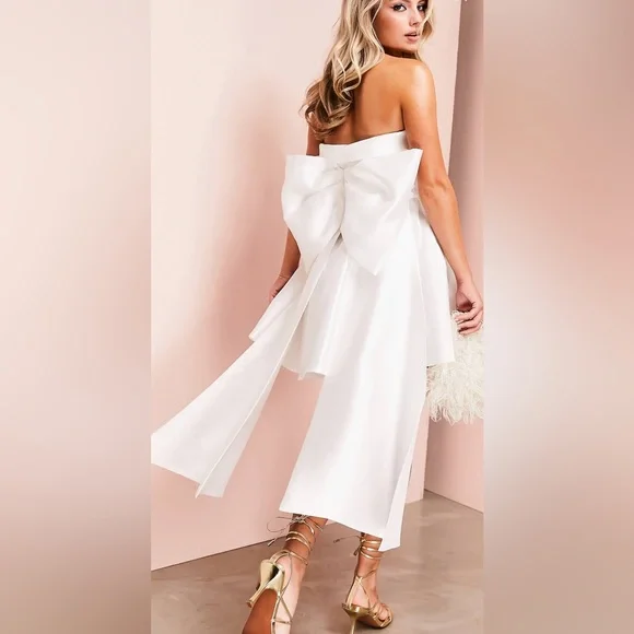 ASOS | Dresses | Asos White Satin Bow Dress | Poshmark